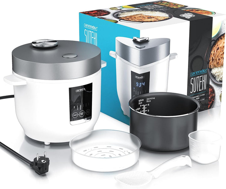Arendo - Reiskocher - Muktikocher - Dampfgarer - 2l - Warmhaltefunktion - antihaftbeschichteter Gart