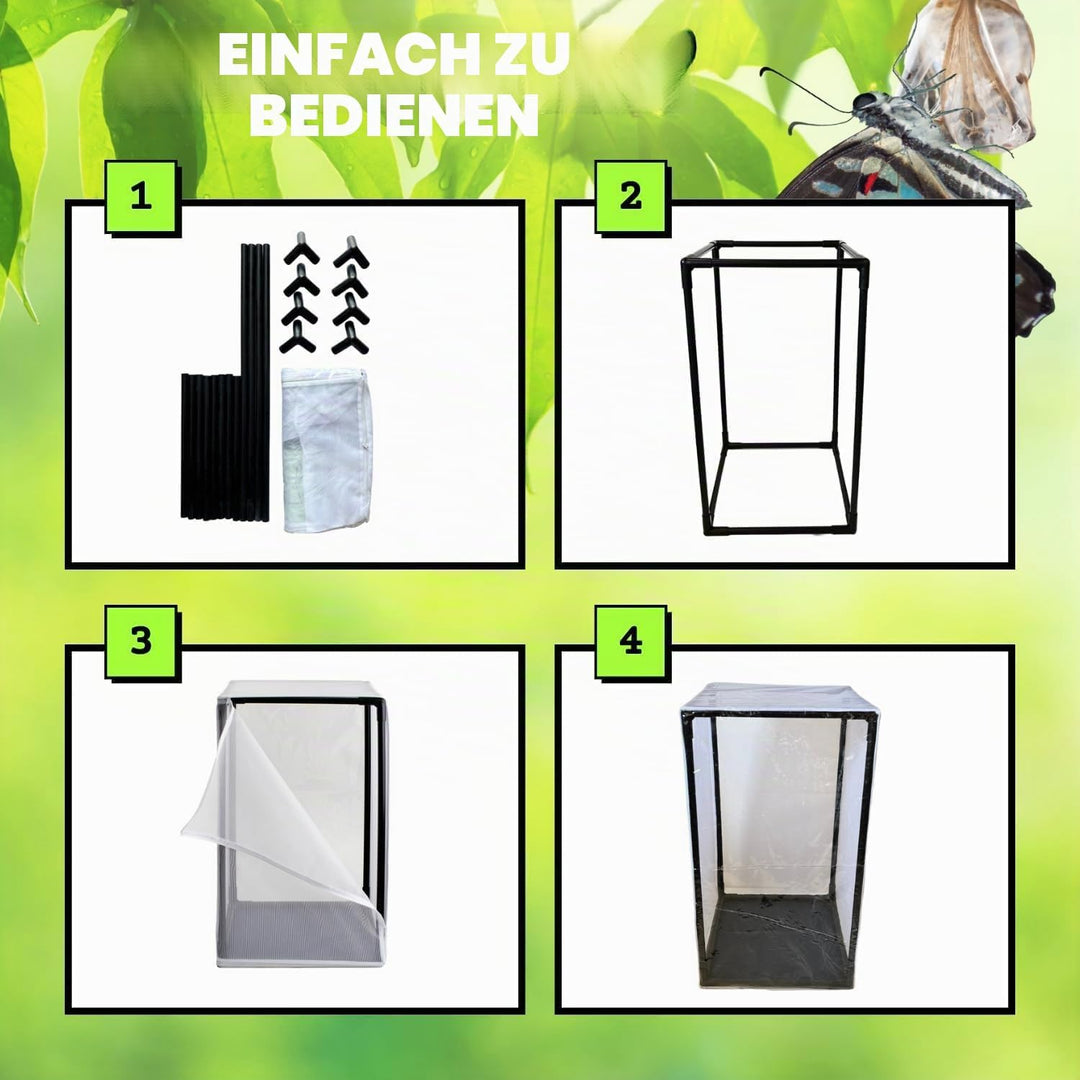 Tragbarer Insektenkäfig aus Netzgewebe für die Zucht im Freien, grosses PVC-Rohr für stabilen Halt,