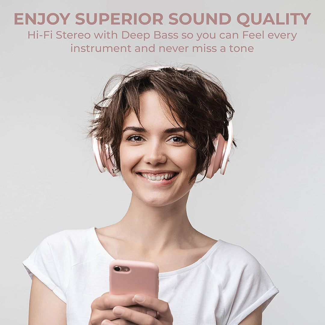 PowerLocus Bluetooth Kopfhörer, Over Ear, Faltbare HiFi-Stereo-Kopfhörer mit tiefen Bässen, Micro SD