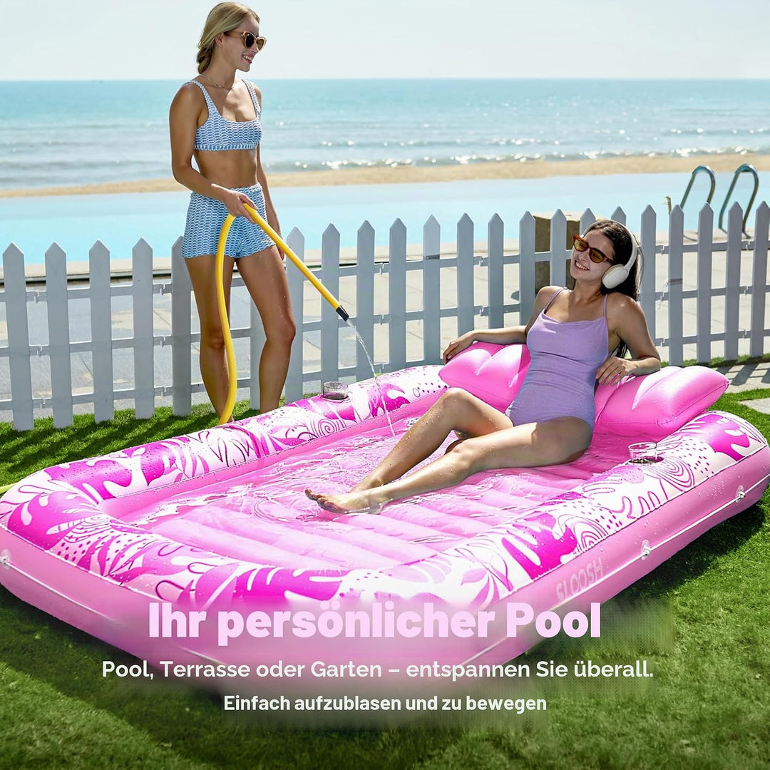 SLOOSH Aufblasbare Tanning Pool, 70" x 46"/ 85" x 57" Grosse aufblasbarer Luftmatratze für Erwachsen