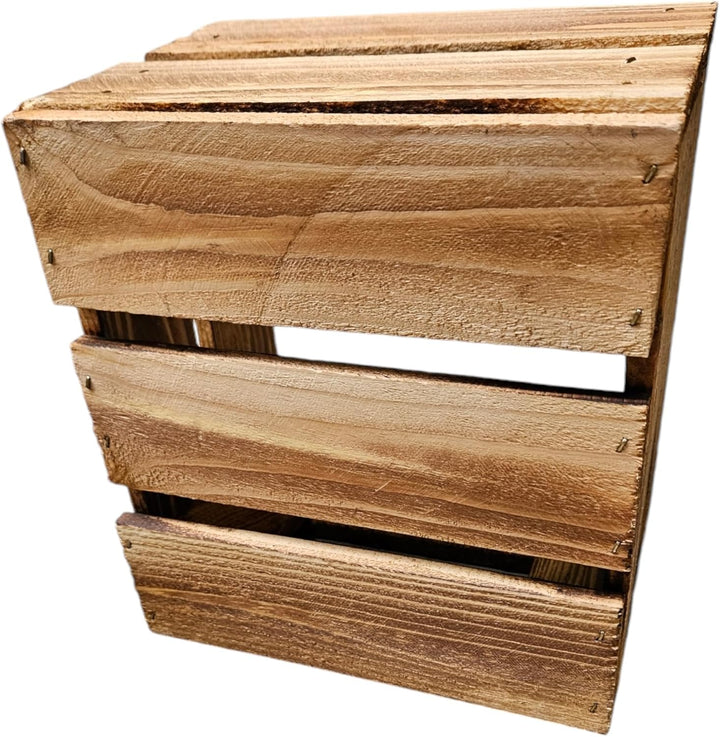 Teramico Set aus 3 geflammten NEUEN Holzkisten (22x20x15 cm) | PERFEKT als GESCHENKBOX oder RUSTIKAL