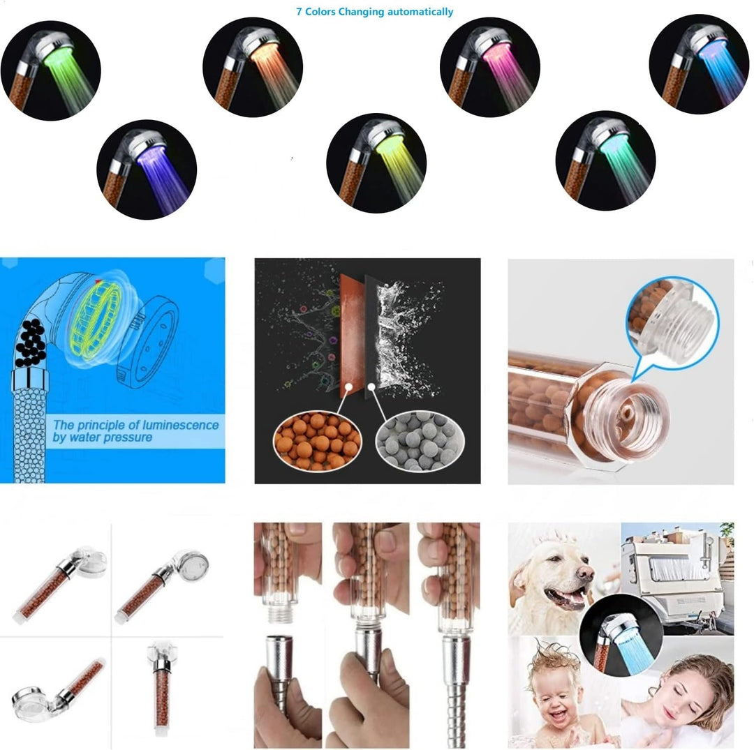 Led Duschkopf 7 Farben Licht Automatische, Druckerhöhend Wassersparender Handbrause Duschkopf mit Fa