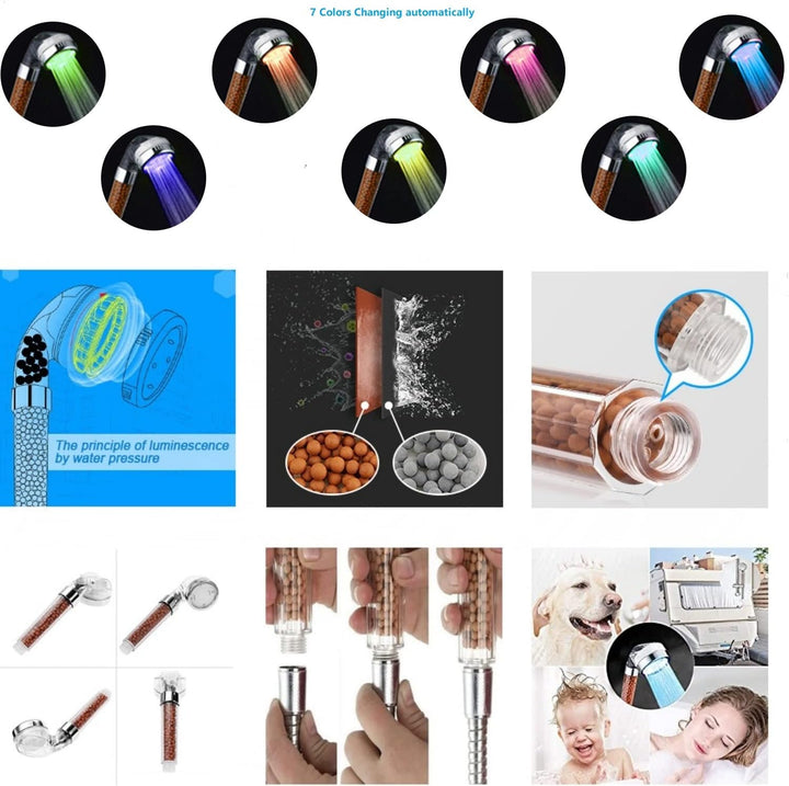 Led Duschkopf 7 Farben Licht Automatische, Druckerhöhend Wassersparender Handbrause Duschkopf mit Fa