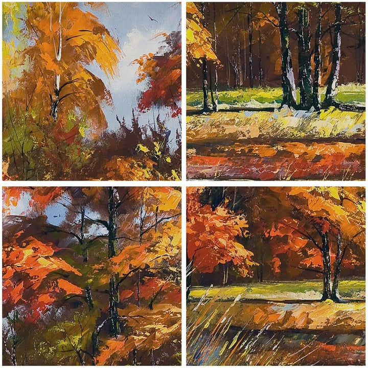 Bilder auf Leinwand Park Herbst Wasser Leinwandbild mit Rahmen 70x50cm Wandbilder Dekoration Wohnzim