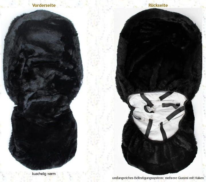 2X LAMMFELL-Sitzbezug aus feiner Wolle mit Farbauswahl (Schwarz), Schwarz