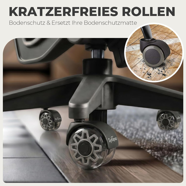 Sytopia Bürostuhl Rollen 10 x 22mm, Rollen Für Bürostühle 70mm, Gummi Bürostuhlrollen, 5er-Set, Für