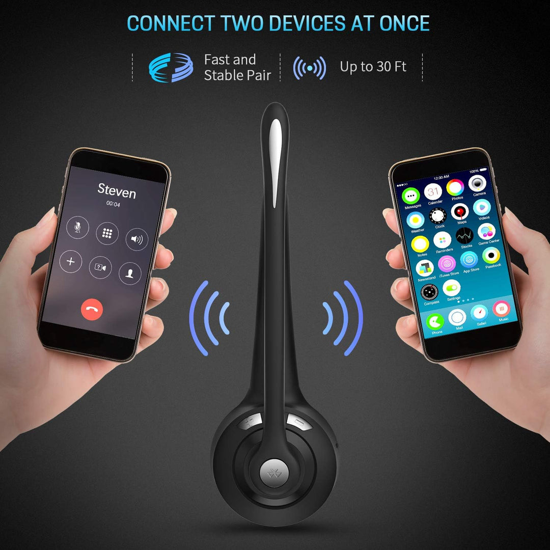 Bluetooth Headset mit Mikrofon, Wireless PC Headset mit Rauschunterdrückung Mic, Kopfhörer Bluetooth