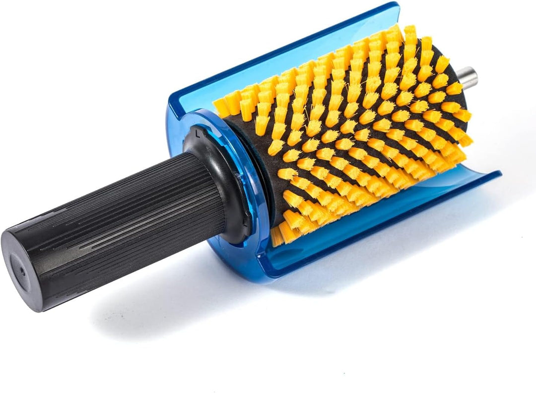 Xcman rotierendes Bürsten-Set für Ski, Bürstengriff mit Achse und 3 Bürsten: Nylon, Rosshaar, Messin