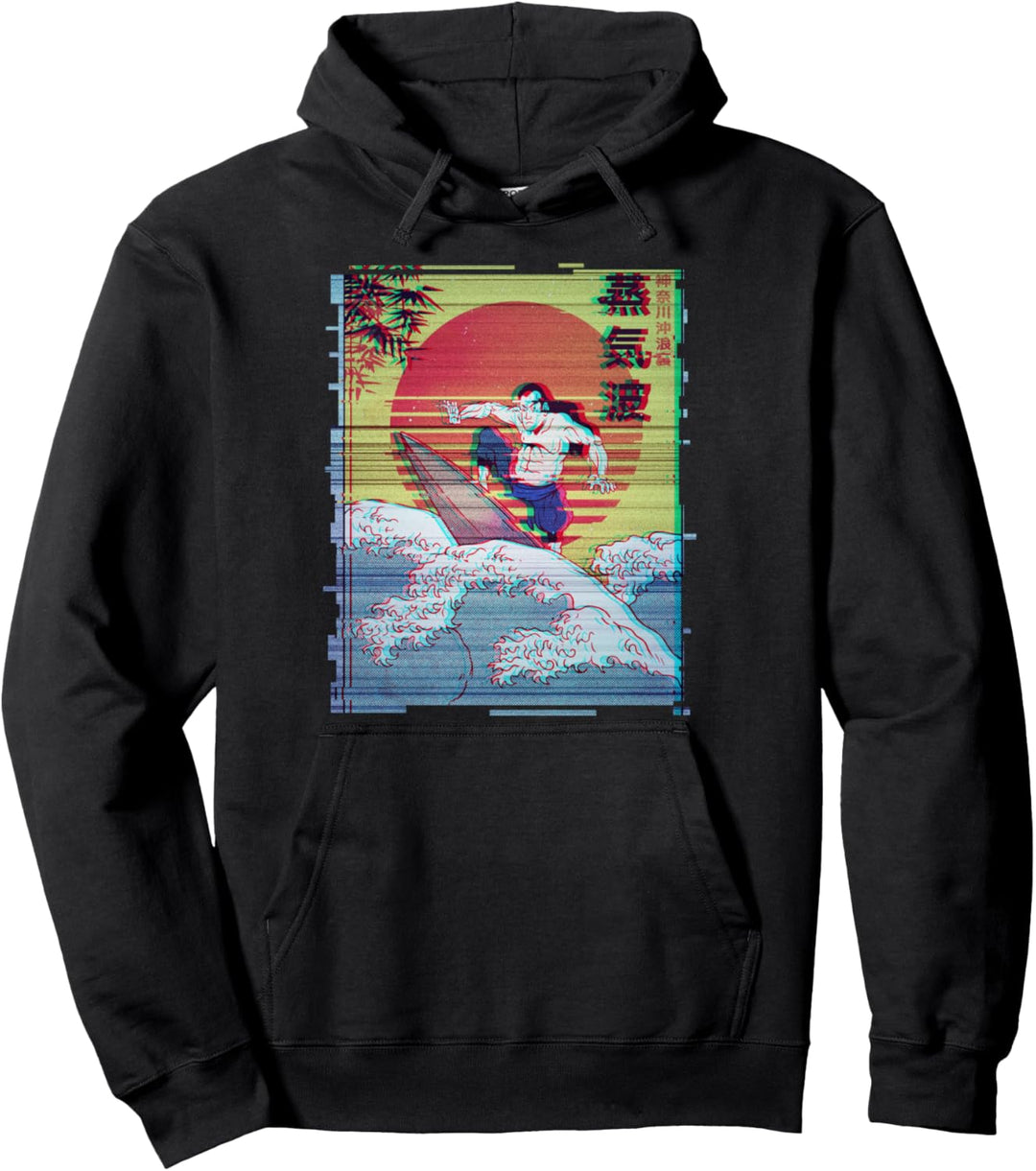 Japan Samurai Surfer Vaporwave Aesthetic Art Pullover Hoodie