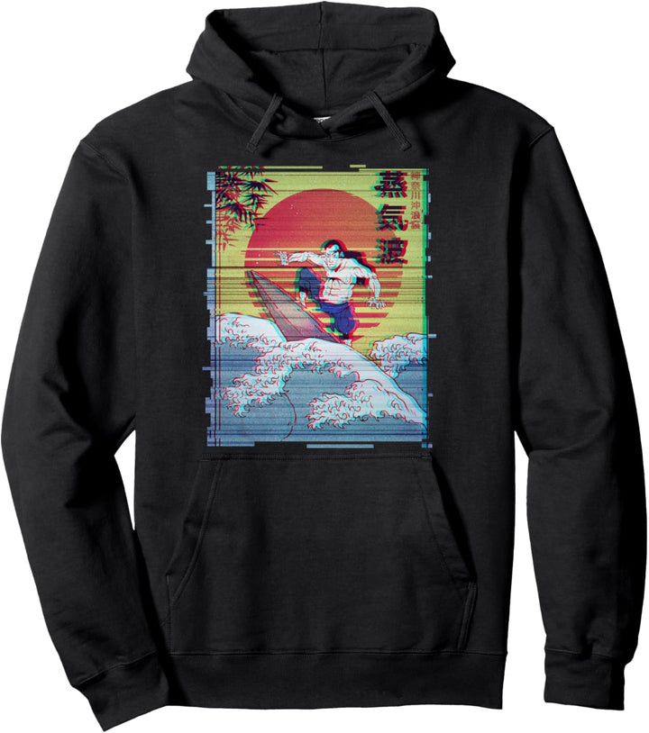 Japan Samurai Surfer Vaporwave Aesthetic Art Pullover Hoodie