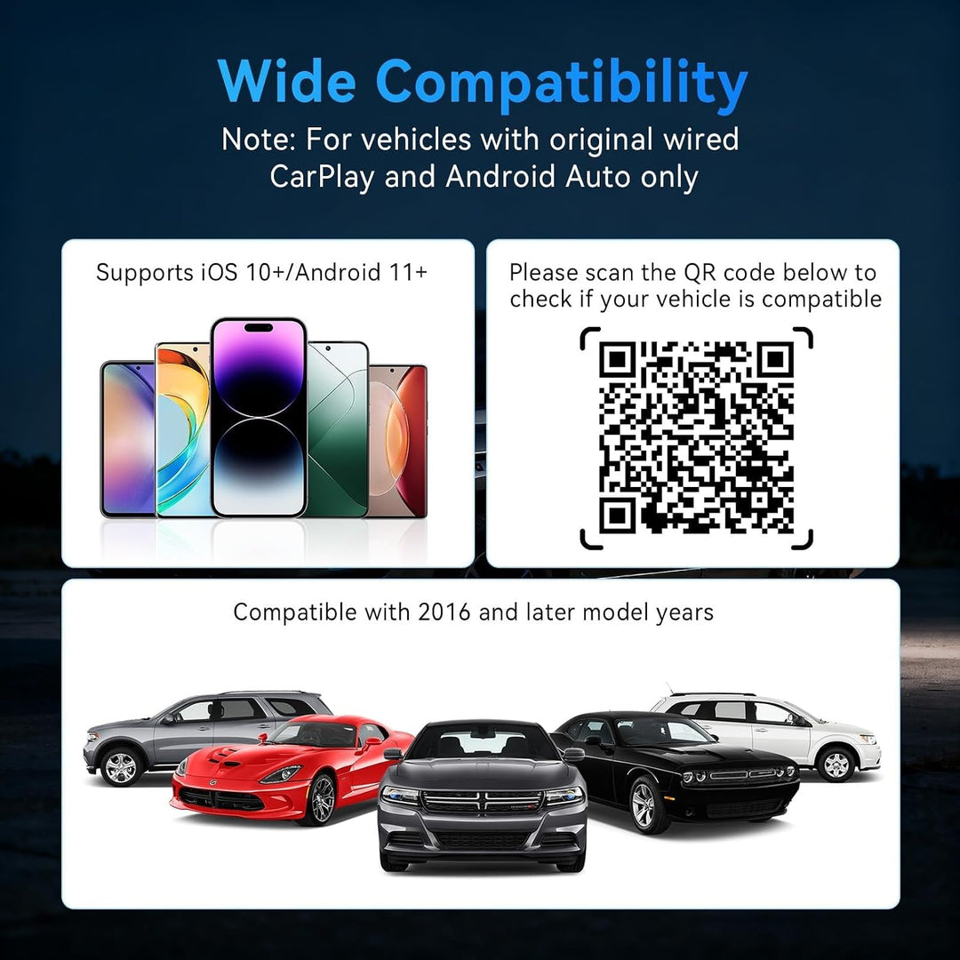 Carplay Wireless Adapter, Upgrade Android Auto&amp;Carplay Wireless Adapter | USB A/C, Plug &amp; Play, Stab
