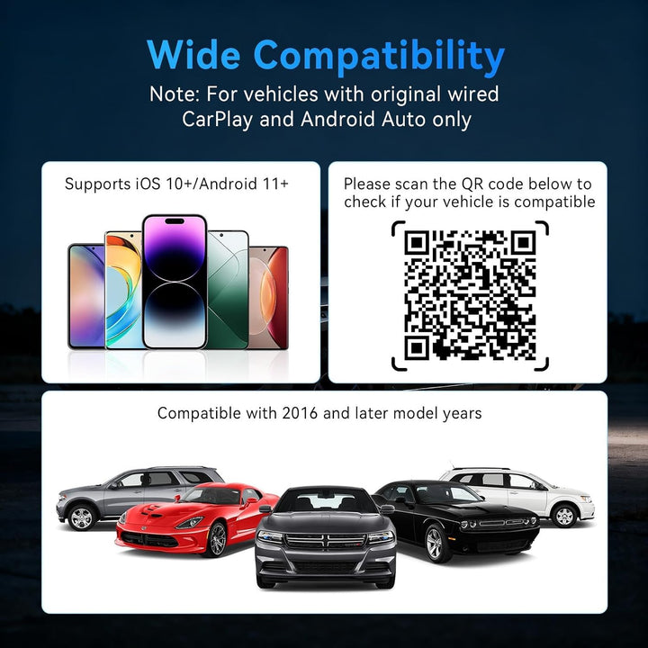 Carplay Wireless Adapter, Upgrade Android Auto&amp;Carplay Wireless Adapter | USB A/C, Plug &amp; Play, Stab
