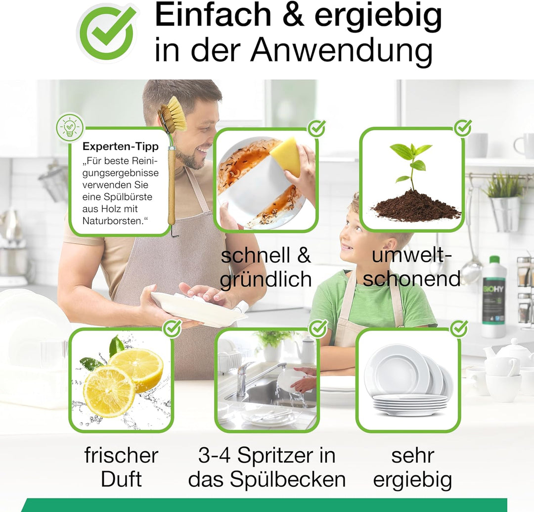 BiOHY Spülmittel (10 Liter Kanister) | Bio Geschirrspülmittel ohne schädliche Chemikalien | Flüssige