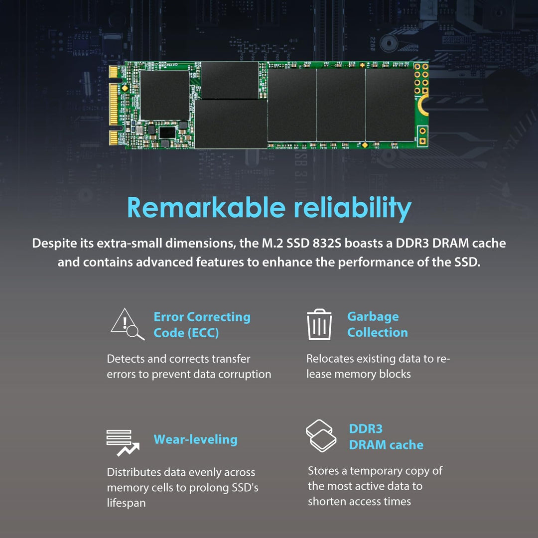 Transcend 1TB SATA III 6Gb/s MTS832S 80 mm einseitig bestückt M.2 SSD 832S Solid State Drive TS1TMTS