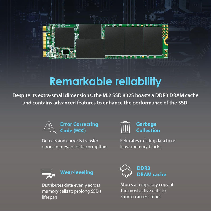 Transcend 1TB SATA III 6Gb/s MTS832S 80 mm einseitig bestückt M.2 SSD 832S Solid State Drive TS1TMTS