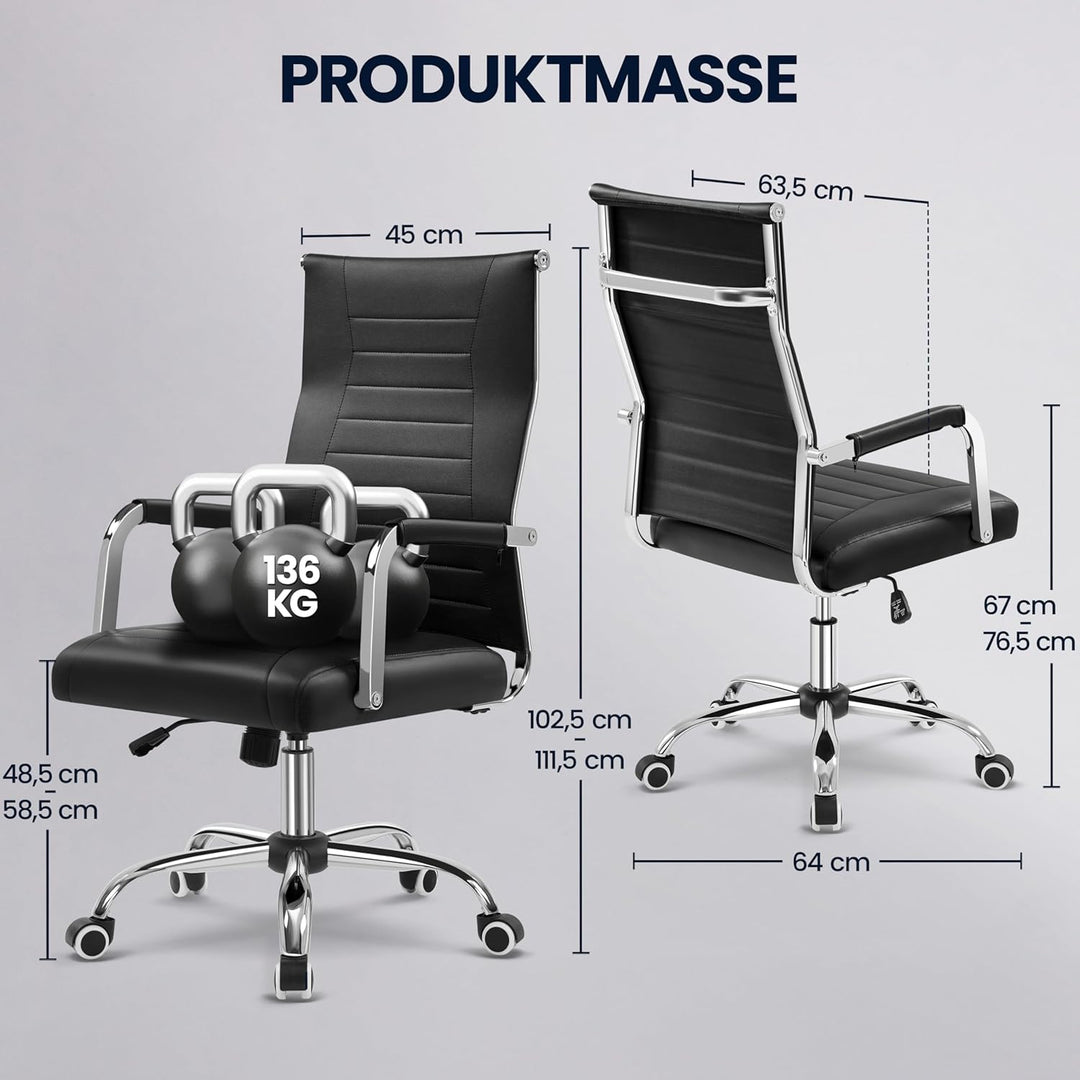 Yaheetech Bürostuhl ergonomischer Schreibtischstuhl mit Armlehnen, Chefsessel Computerstuhl hoher Rü