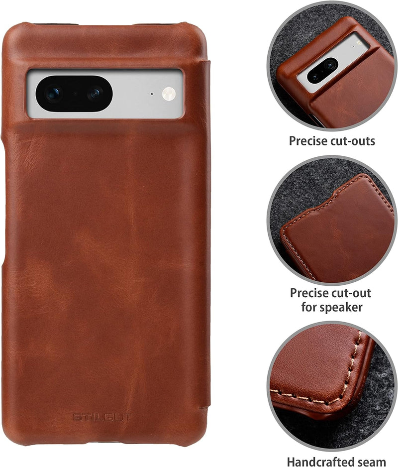 STILGUT Book Case kompatibel mit Google Pixel 7 Hülle aus Leder, Lederhülle, Klapphülle, Handyhülle