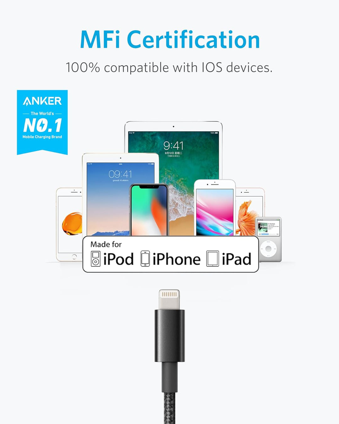 Anker PowerLine III Flow USB C auf Lightning Kabel Silikagel MFi [1,8m] | Kompatibel mit iPhone 11/1