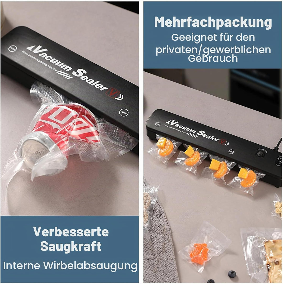 Vakuumierer, Lebensmittel bleiben vakuumiert bis zu 8x Länger Frisch, Folienschweissgerät für Trocke