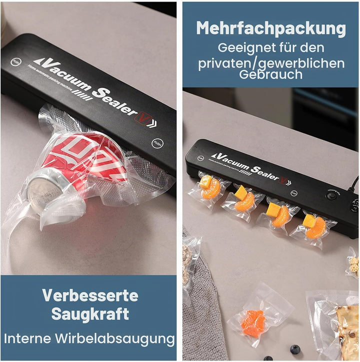 Vakuumierer, Lebensmittel bleiben vakuumiert bis zu 8x Länger Frisch, Folienschweissgerät für Trocke