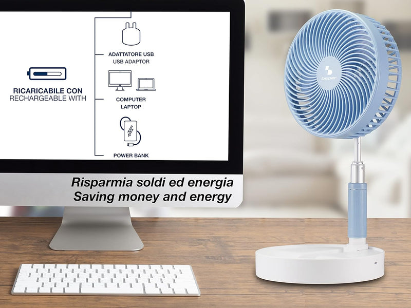 BEPER P206VEN450 Mini Ventilator Ausziehbarer mit Akku –USB Ventilator Kraftvoller Ausziehbar Bis zu