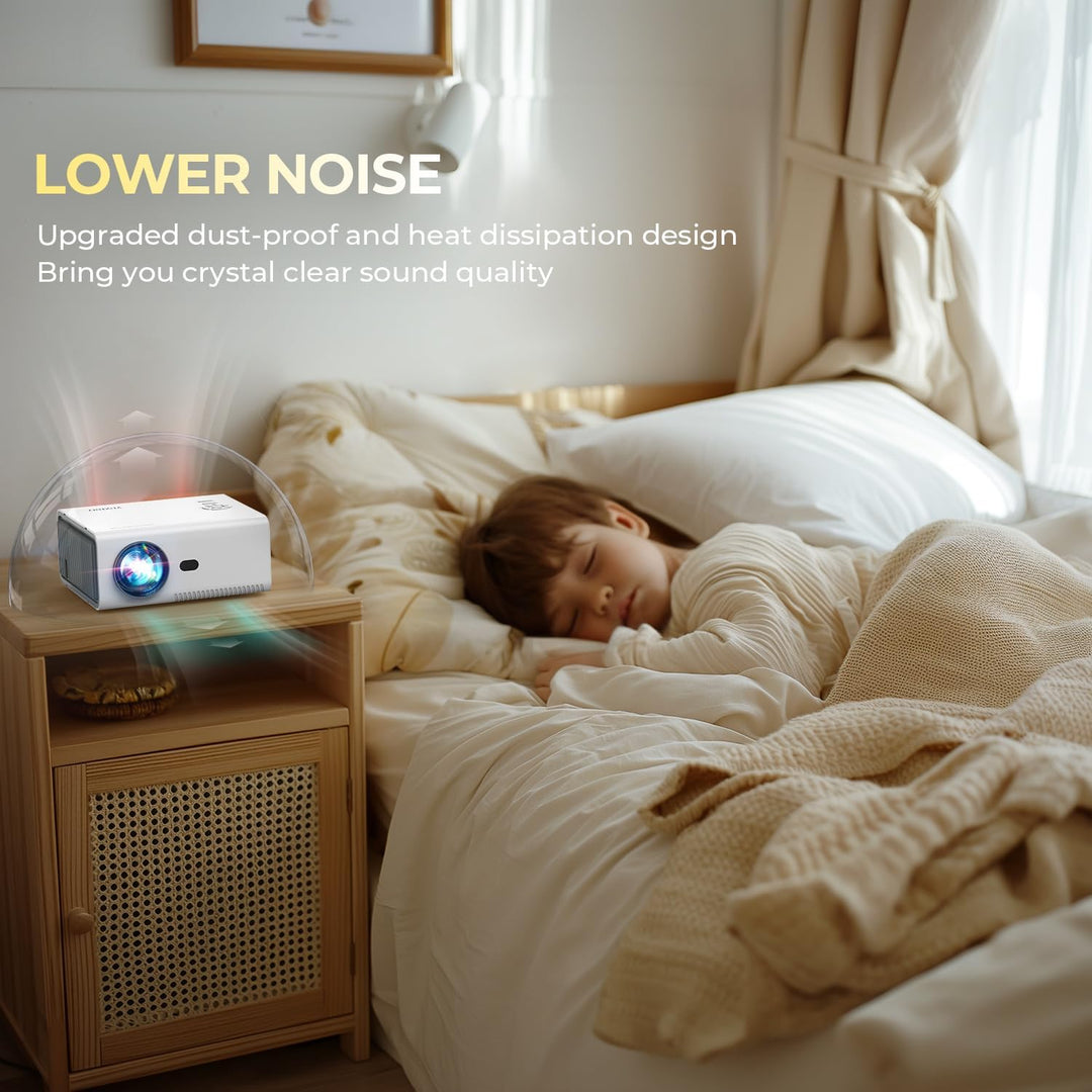 YUZINO 2024 Mini Beamer,【Elektrischer Fokus/Trapezkorrektur/Zoom】 15000Lumen Full HD 1080P WiFi Blue