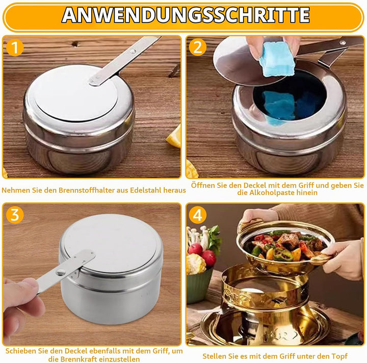 GBACHOOSE 8 Stück Brennpastenbehälter, Fondue Brenneraus Edelstahl, Speisewärmer mit Abdeckung, Bren