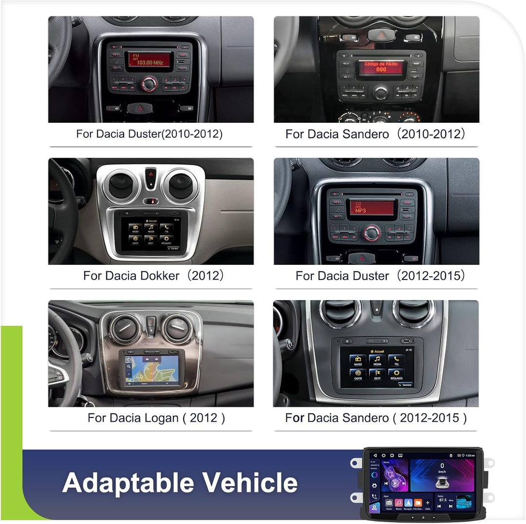 CAMECHO 4G+64G Android 15 Autoradio für Renault Dacia Dokker Logan Duster Sandero Lodgy mit Navi Car