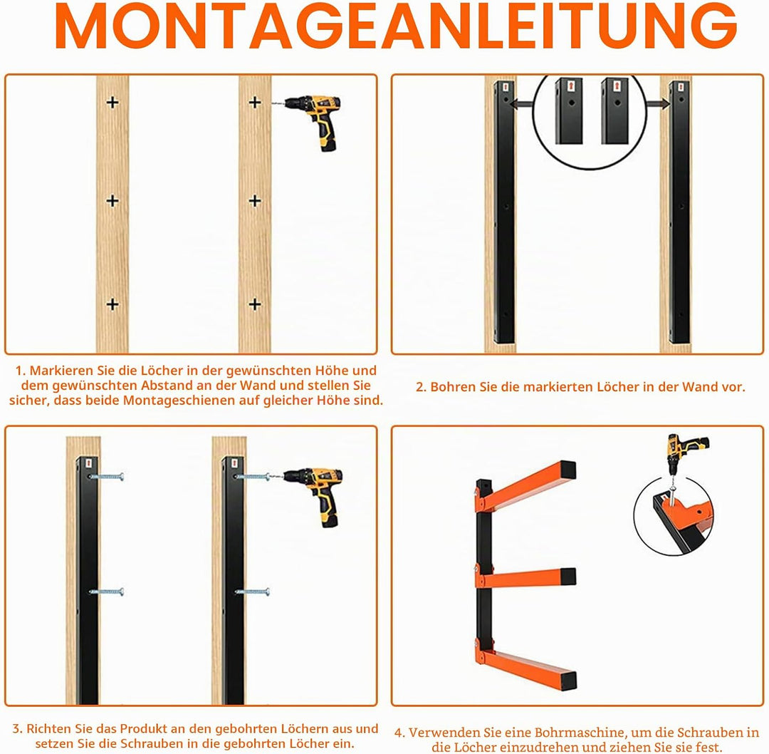 Kragarmregal, 2 Stück Holzlagerungs-Metallregal Holzregal mit 3 Ebenen Wandregal Garage Werkzeug Wan