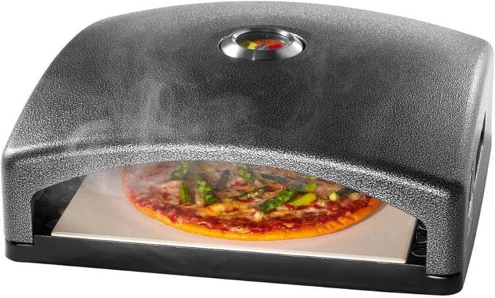 OWIM Pizzaofen Grillaufsatz - Cordierit Pizzastein - Schwarz - Ideal für Pizzas, Flammkuchen & Bague