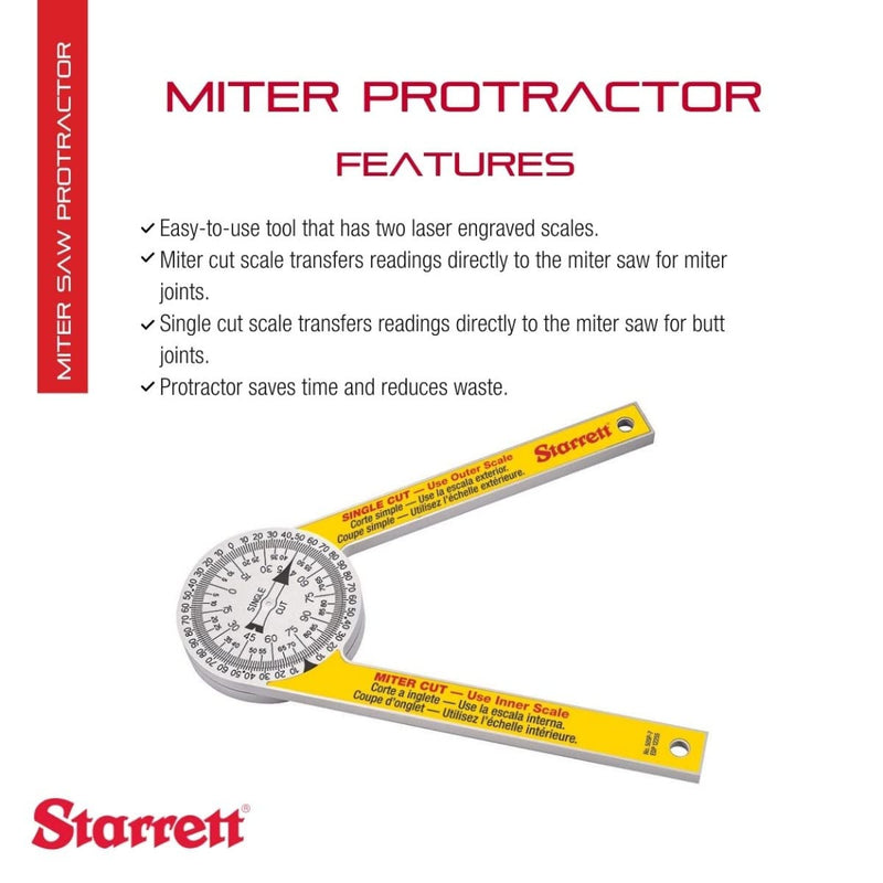 Starrett 505P-7 Gehrungssäge Winkelmesser 17,8 Cm, Gelb und Weiss, 17,8 Cm, Gelb und Weiss