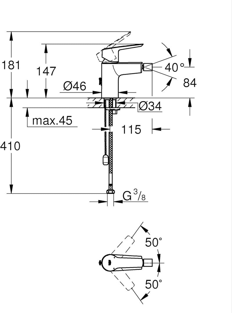 GROHE Start - Einhand-Bidetarmatur (wassersparend, langlebige Oberfläche, Einlochmontage), chrom, 32