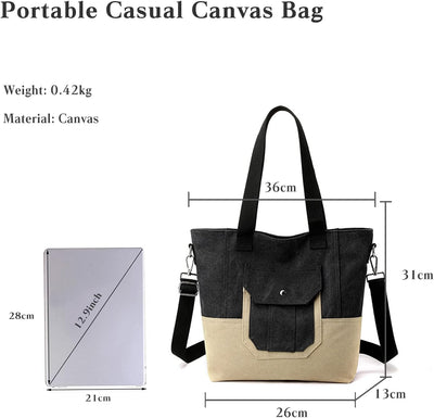 CORIOS Canvas Umhängetasche Schultertasche Damen Handtasche Multifunktionale Tragetasche Casual Tote