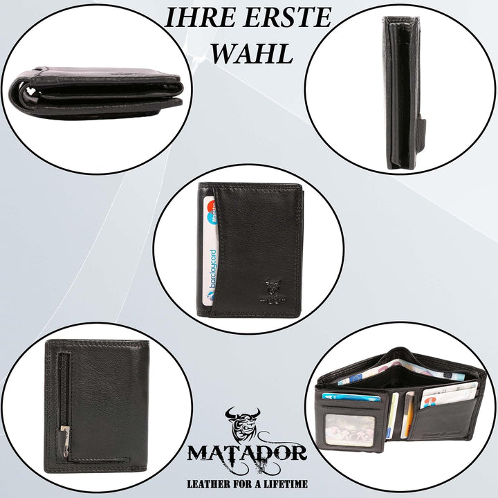 MATADOR Kartenetui Herren Leder 'Milano mit Geheimfach & Mini Münzfach | Minimalist Wallet Cardholde