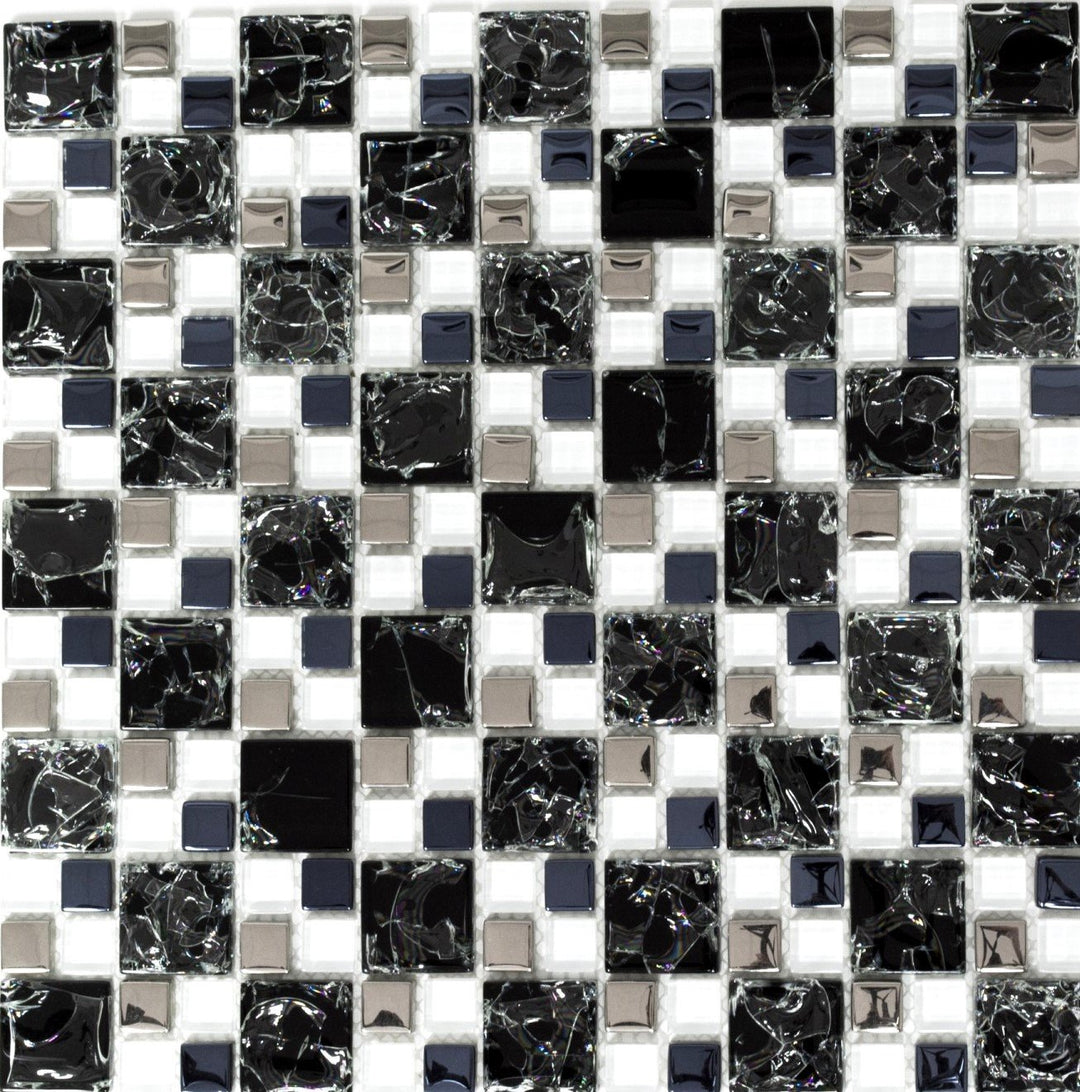 Glasmosaik Kombination Crystal mix schwarz/klar/silber Transluzent Transparent 3D, Mosaikstein Forma