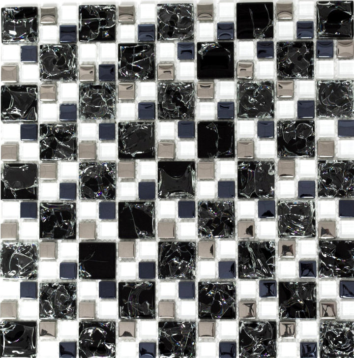 Glasmosaik Kombination Crystal mix schwarz/klar/silber Transluzent Transparent 3D, Mosaikstein Forma