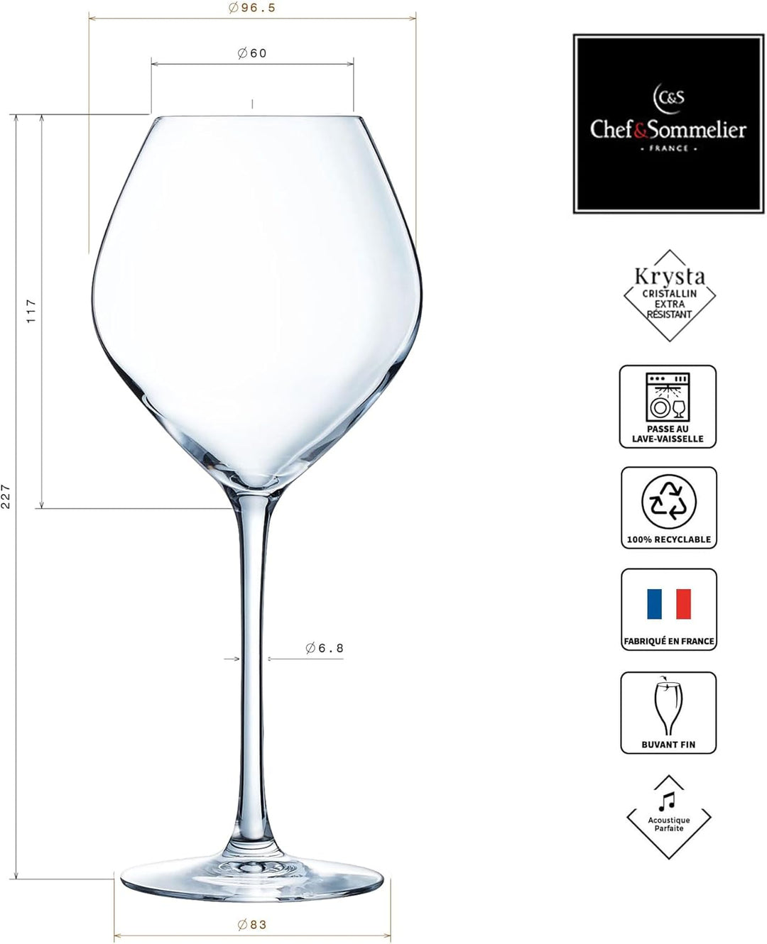 Chef & Sommelier - Kollektion Cheer Up - Weinglas 47cl - Moderne und elegante Gläser – Standard-Wide