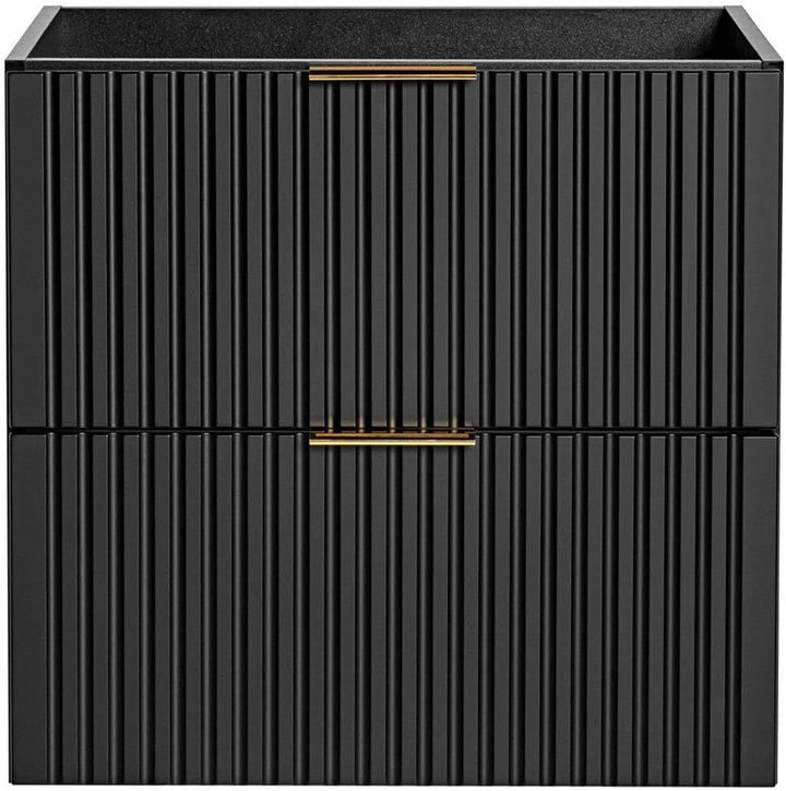 Lomadox Badezimmermöbel Waschtisch-Unterschrank 60cm matt schwarz mit gerilllter Front Waschbeckensc
