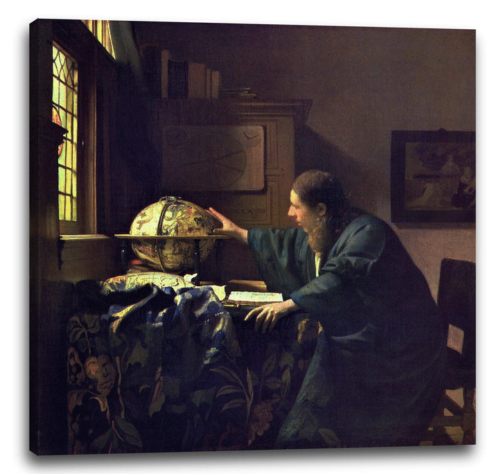 Printed Paintings Leinwand (70x70cm): Jan Vermeer - Der Astronom (1668) 70x70 cm, 70x70 cm