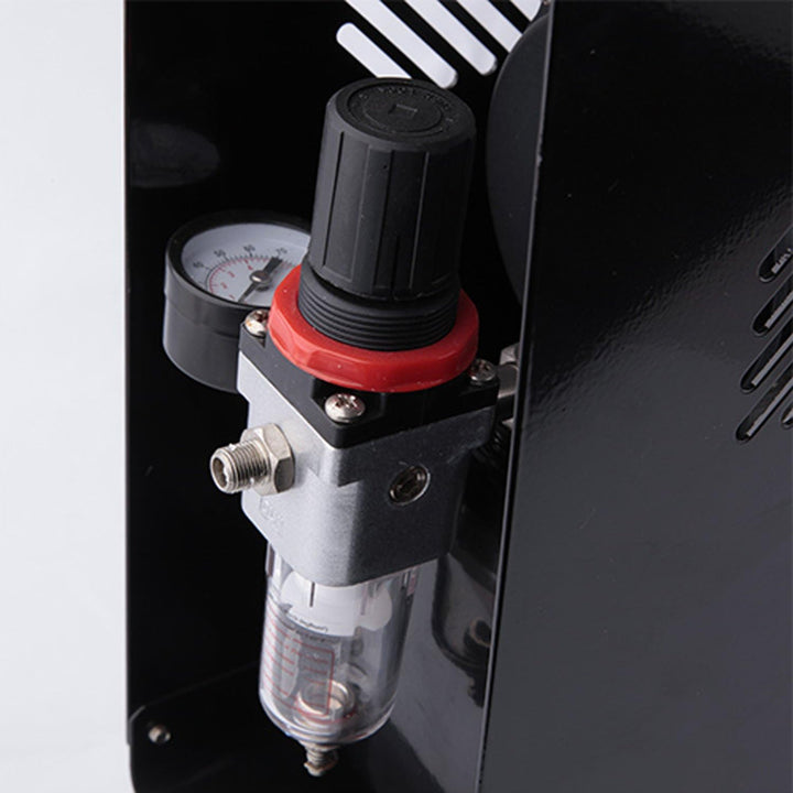 Fengda FD-186A Profi-AirBrush Kompressor mit Start/Stop-Automatik, mit Schutzgehäuse LEISE und ENERG
