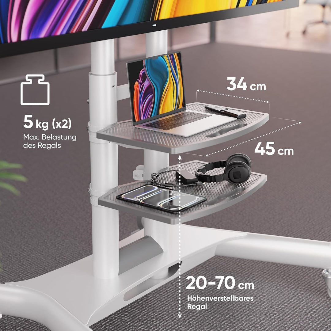 ONKRON TV Bodenständer höhenverstellbar & TV Ständer rollbar - VESA Standfuss 600x400 für 40-70 Zoll