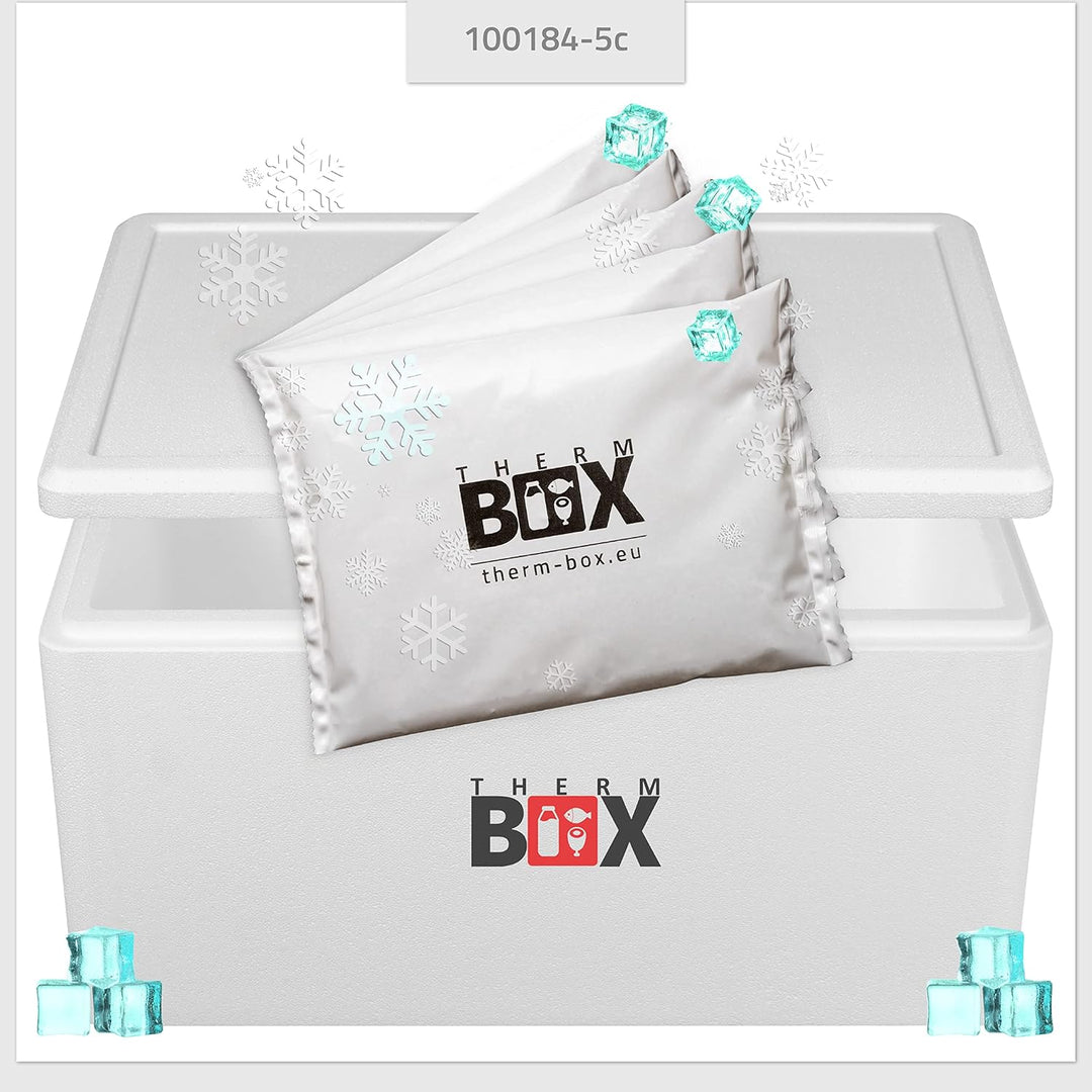 THERM BOX Styroporbox 28L bis 61,5L mit Kühlakkus für Kühlbox Verschiedene Grössen Transportbox Ther