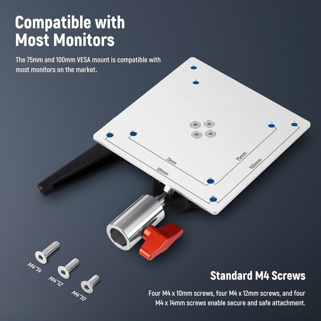 NEEWER Monitor Mount Adapter mit VESA Halterung, Aluminium Lichtstativ Adapter, Zwei 360° Kugelgelen