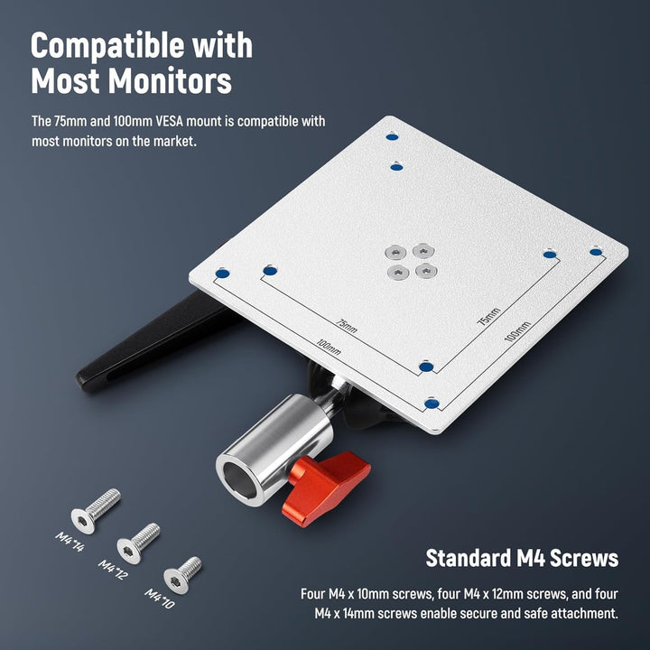 NEEWER Monitor Mount Adapter mit VESA Halterung, Aluminium Lichtstativ Adapter, Zwei 360° Kugelgelen
