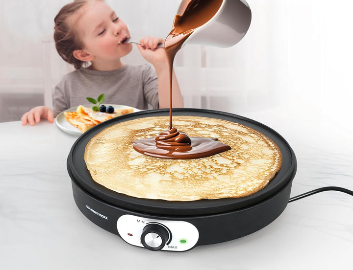 GOURMETmaxx Crepe Maker 1200W schwarz inkl. Teig-Verteiler & Crêpe-Wender