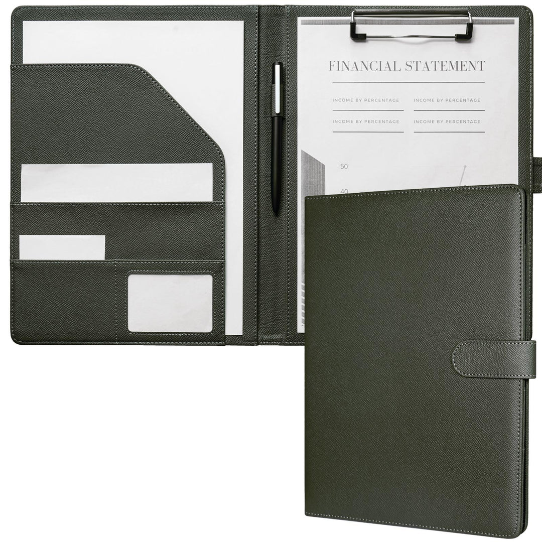 Mymazn Klemmbrett A4 mit Deckel, Mappe A4 Schreibmappe Klemmbrettmappe, PU-Leder Konferenzmappe A4 m