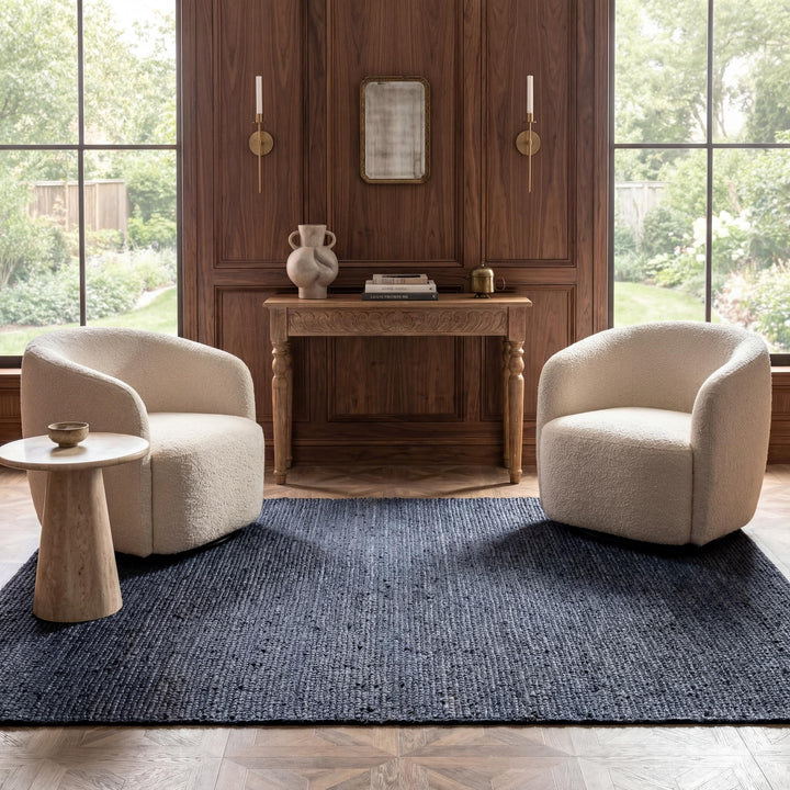 nuLOOM Rigo Handgewebte Bauernhaus-Jute Teppich, Marineblau, 2' x 3' 2' x 3' Marineblau, 61 x 91 cm