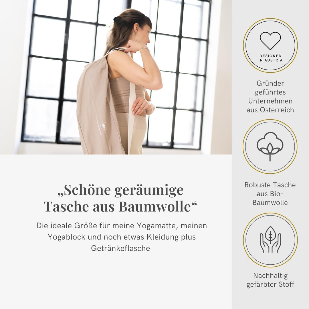 Lotuscrafts® Yogatasche PUNE aus Bio-Baumwolle, Fair &amp; Ökologisch, Ideale Yoga Tasche für Yogamatte