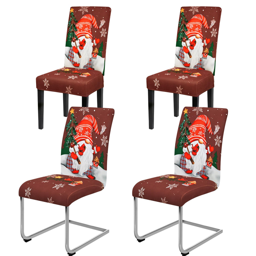 Yugarlibi Weihnachten Stretch Stuhlhussen 4er Set Stuhlbezug Schwingstuhl Universal Elastische Esszi
