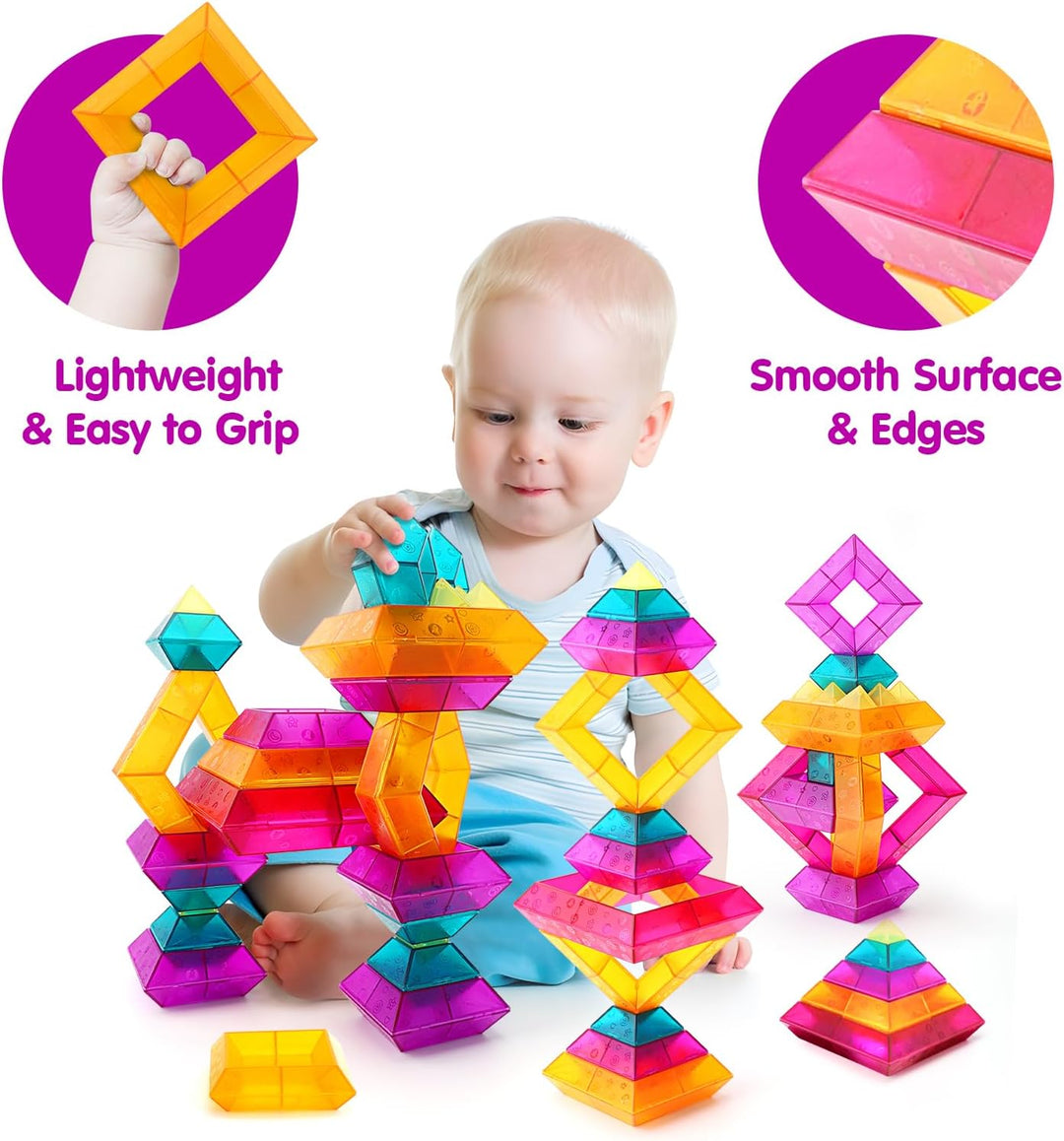 MAKE KIDS SMILE BUBBLE FUN Bausteine für Kleinkinder ab 3 4 5 6 Jahre,30 Stück Pyramide Stapelspielz